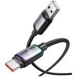 USAMS Al-Alloy SJ817 U110 RGB kiirladimisega 100W USB-A kuni USB-C kaabel 1,2 m must