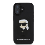 Karl Lagerfeld 3D kummist Ikonik kaitsembris iPhone'i 16 jaoks / Must