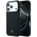 Case Mercedes Leather Semi Wrap Wood Effect MagSafe for iPhone 18 Pro Max / 17 Pro Max black