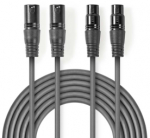 Nedis Kabelis 2x XLR M - 2x XLR F 5m