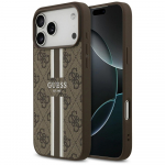 GUESS Etui 4G triibudega MagSafe iPhone'ile 17 Pro Max, pruun