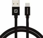 Swissten Textile Quick Charge 3.1 USB to USB-C 1.2m Black