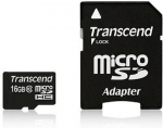 Transcend SD-mikroSD-kort 16GB SDHC UHS1 koos adapteriga