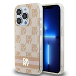 DKNY DKHMP13LHCPTSP iPhone 13 Pro / 13 6.1" rowy / roosa kvakott IML ruuduline monomuster ja trkitud triibud MagSafe