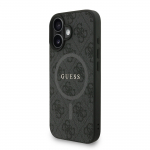 GUESS PU nahast 4G vrvilise ringi rihmaga MagSafe kaitsembris iPhone 16 jaoks / Must