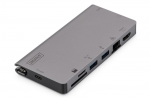 Digitus USB-C Multiport Travel Dock, 8 Port, gray 2x video, 2x USB