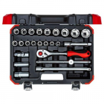 Gedore Red Steckschlssel-Satz 1/2"", 24-teilig (rot/schwarz, mit Umschalt-Knarre, SW 10mm - 32mm)