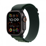 APPLE Watch Ultra 2 GPS + Mobiilside 49mm Must Titaanist Korpus koos tumerohelise Alpine Loop'iga - Keskmine
