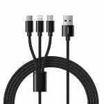 Kaabel 3in1 USB A Lightning / Typ C / Micro USB VEGER 2A 12W V303 1,2 m must