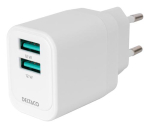 Deltaco USB-AC200 mobiilse seadme laadija Universaal Valge AC Siseelkikega