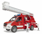 BRUDER MB Sprinter Feuerwehr mit Light AND Sound Modul (rot/wei, Drehleiter, Pumpe)