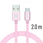 Swissten Teksti kiirelaadimine universaalne Micro USB andme- ja laadimiskaabel 2.0m