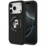 Karl Lagerfeld Silikoonist etui Karl AND Choupette Ring MagSafe iPhone'ile 17 Pro Max, must