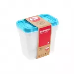 Keeeper Toidukonteinerite komplekt, ristklikukujuline, 3x1L, Fredo "Fresh", lbipaistev/helesinise