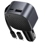 Autokaardi laadija Hoco USB A + USB C PD QC3.0 45W koos sisutavaga kaabliga USB C Z68 must