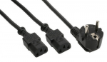 Intos InLine CEE 7/7 - 2 x C13-Y toitejuhe nurkotsakuga, 2 m (DEL-109D)