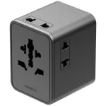Energea TravelWorld Mini GaN 45W PD seinalaadija 3x USB-C / 2x USB-A Gunmetal