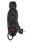 EMOS Pistikjonde rida SCHUKO llitiga 4 pistikupinda, 3,0 m, must, 1,5 mm