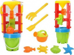 LEAN Toys Set of Sand Toys, Large Grinder, Bucket, Colorful Molds