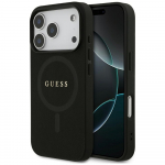 GUESS Saffiano Classic Logo MagSafe iPhone'i 17 Pro kest, must