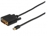 MicroConnect Mini DisplayPortDVI-D kaabel 1m, topeltlingiline 24+1,
