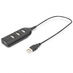 Digitus USB 2.0 jaotur, 4 porti, siinist toitega 4 x USB A/F AT henduskaabel | AB-50001-1 | USB 2.0 jaotur