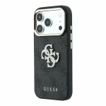 GUESS PU 4G Strass Metal Logo mbris iPhone 18 Pro jaoks, must