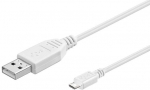 MicroConnect USB A to USB Micro B, Version 2.0, White, White, 0.6m