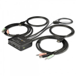 StarTech.com 2 HDMI KVM Switch - 4K 60Hz - Kompaktne kaheportne UHD/leldine HD USB tlaualine KVM switchiga integreeritud 4ft kaabelitega AND amp; audio - Automaatse energiaga AND amp; kaugttlus - MacBook ThinkPad