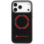 Audi Etui RSQ Carbon Fiber Sport Punane, Circle MagSafe iPhone'ile 17 Pro Max, must