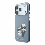 Karl Lagerfeld PU poolnidust smooth-tekstuuriga sketsimoodi stiilis MagSafe-ega mbrikk iPhone 18 Pro Max jaoks, sinine