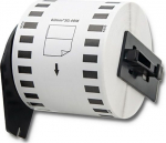 Qoltec Lindi BROTHER DK-22205 | 62mm x 30,48m | Valge/must trkis | Rull koos kepidemega