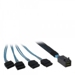 INTER-TECH Kabel SFF 8643 4x SATA (schwarz/blau, 0,5 Meter (teilummantelt))