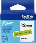 BROTHER Btag-G31 kleeplint 12 mm x 4 m, musta taustaga helekasvulistel toonil (BTAGG31)