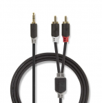 Nedis Aux Audio Cable 3.5 mm - 2x RCA 0.5m Black