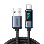 Joyroom Prism Series A16 USB-C / USB-A kaabel 66W 1,2m LED-ekraaniga - Must - OUTLET