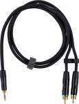 Fuj:tech 3,5 mm TRS isane 2 x RCA isane adapterkaabel, 1 m, must (3,5 mm TRS 2 x RCA, 1 m)