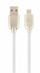 Gembird USB mees - Micro USB mees Premium kummikate 2m Valge
