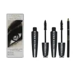 LOral Paris L'Oreal Paris komplekt: Mega Volume Collagene 24h Extra, kulmkarjamaak, must, 2 tk, 9 ml + Contour Khol, kohl-silmastiihvi, must, 1,2 g