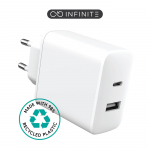 eSTUFF INFINITE (GRS) USB Charger EU 1 x USB-C PD 20W. 1 x USB-A