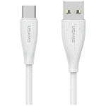 USAMS Rohelise seeria kaabel SJ714, 18W, 3A, USB-A ja USB-C, 1 meetri pikkune, valge