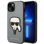 Karl Lagerfeld KLHCP14MSAPKHG iPhone 14 Plus / 15 Plus 6,7" srebrny/hbedane kvakott Saffiano Karl`s Head Patch