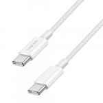 Logilink USB 2.0 Type-C kaabel, C/M C/M, nailonkatteline, 60W, valge, 1,5 m