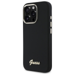 GUESS GUHCP16XSMBSLK iPhone 16 Pro Max 6.9" must kateerikas Silikooni Script Metal Logo AND Rahvusvaheline Frame