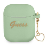 GUESS GUA2LSCHSN AirPods 1/2 kate zielony/green Silicone Charm Heart Collection (Silikoonist sdamikollektsioon)