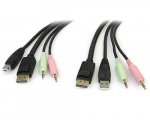StarTech.com 1,8 m 4-hes USB DisplayPort KVM-lliti kaabel koos heliga ja mikrofoniga