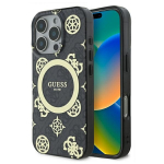 GUESS GUHMP16LH4PYEEK iPhone 16 Pro 6.3" tarny/must hardcase IML Peony On 4G taustal MagSafe