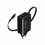 CANYON laadija OnCharge 65RC Sisseehitatud kaabel USB-C 65W 1xPD 1xQC EL Must