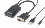 Gembird VGA mees - HDMI naine 0,15m Must + USB/AUX ties HD-resolutsioonis