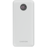 CANYON PB-2002 Powerbank 20000mAh Li-polmeeraku, sisend Type-C 5V3A, 9V2A, 18W, vljund Type-C: 5V3A, 9V2.2A, 12V1.5A, 20W, vljund USBA1/USBA2: 5V3A, 5V/4.5A, 4.5V/5A, 9V2A, 12V1.5A, 22.5W 147.5*69*28.6mm, 0.437g, kaabel Type C, valge